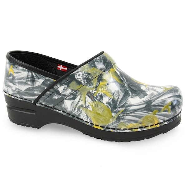 FLYWAY Women's Open Back Clog in Vintage Floral Print, Size 4.5-5, PR